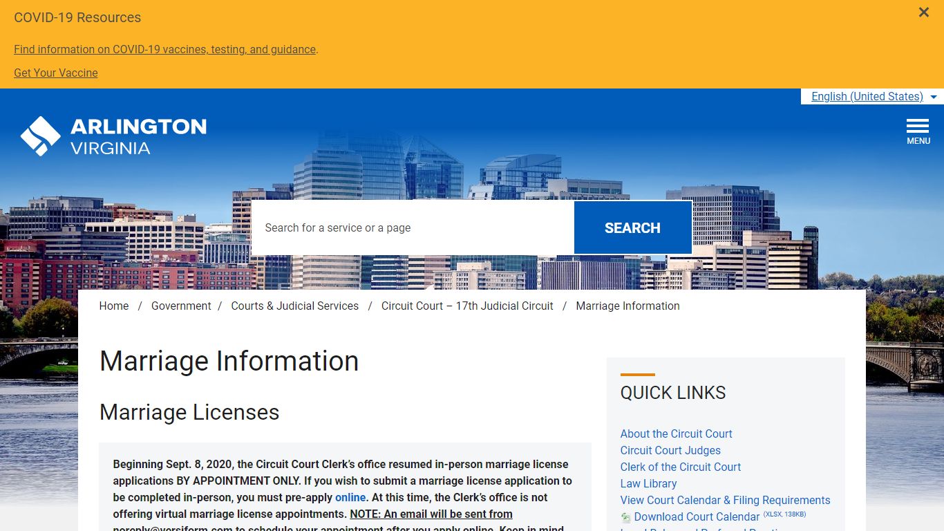 Marriage Information – Official Website of Arlington County Virginia ...